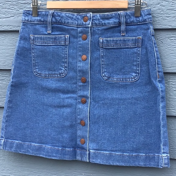NWOT Madewell Button-Up Patch Pocket Denim Skirt - Picture 3 of 11